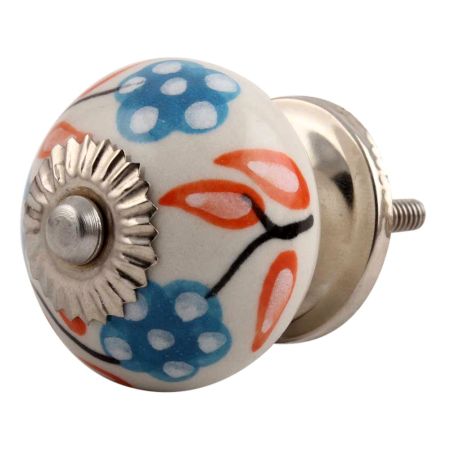 Orange Leaf Flower Ceramic Cabinet Knob Online